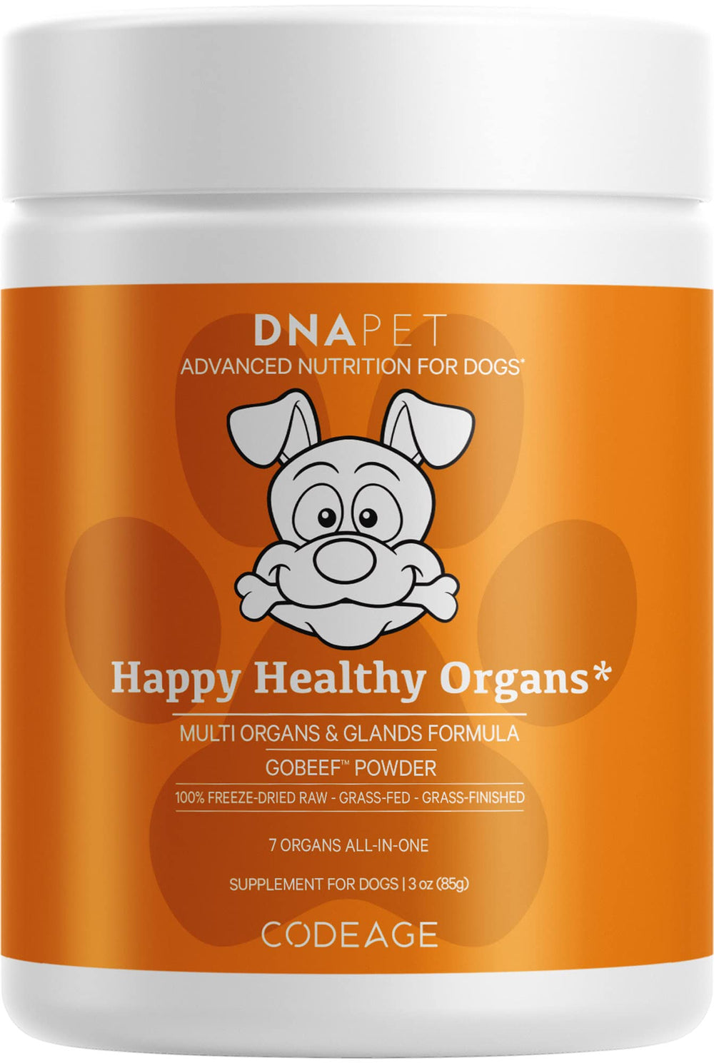 DNA PET bolsa de suplemento multiórganos para perros que apoya pelaje y energía.