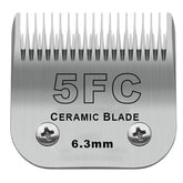 Cuchilla cerámica DODAER 5FC en detalle, corte de 6,3 mm para cuidado del pelaje