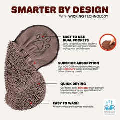 Dog Gone Smart Dirty Dog Shammy: tejido antimicrobiano que mantiene la higiene entre lavados.
