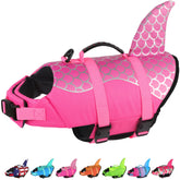 Dogcheer chaleco salvavidas con diseño de tiburón rosa para flotación y estilo.