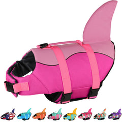 Dogcheer chaleco salvavidas para perro con tiburón rosa, seguro para nadar.