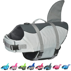 Dogcheer chaleco salvavidas para perro con aleta tiburón, seguridad y estilo en el agua.