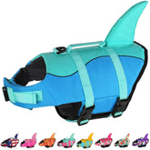 Dogcheer chaqueta salvavidas para perros con diseño tiburón, ideal para nadar y jugar.