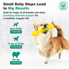 Doggie Dailies gomitas sabor pato, palatabilidad aprobada para perros exigentes.