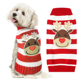 DOGGYZSTYLE suéter navideño para perro con renos y rayas rojo blanco, ideal para fiestas