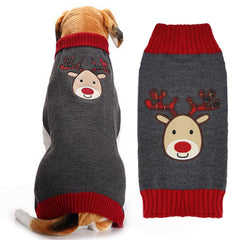 DOGGYZSTYLE suéter navideño gris para perro con reno, ideal para fiestas.