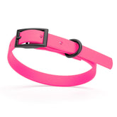 Dogline Biothane collar rosa: resistente al agua y evita olores en días húmedos.