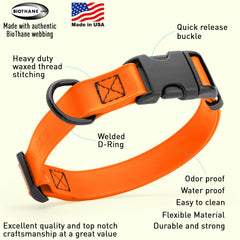 Collar Dogline Biothane impermeable con anilla en D para identificación.