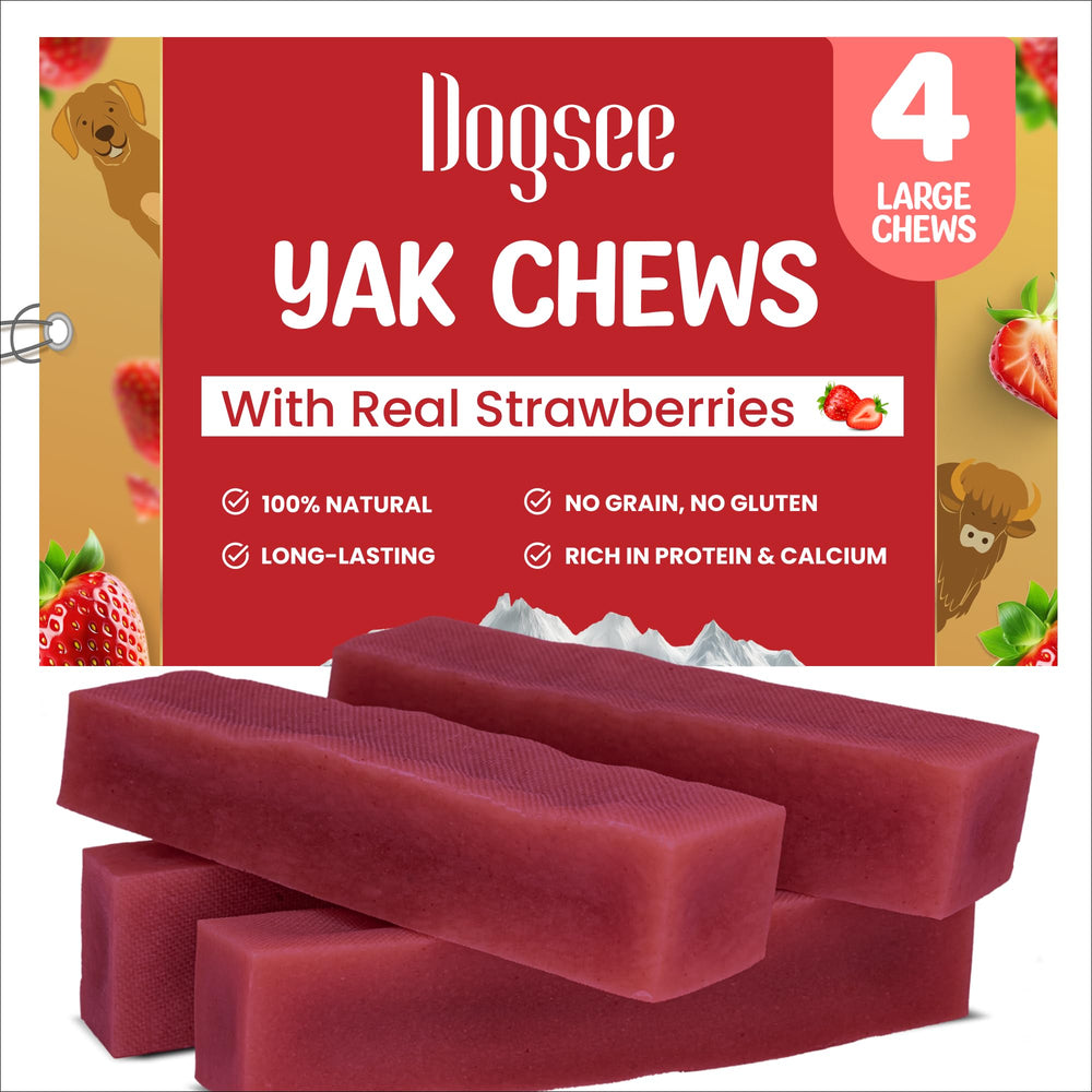 Dogsee Himalayan Yak Cheese con fresa, barra grande, masticación prolongada