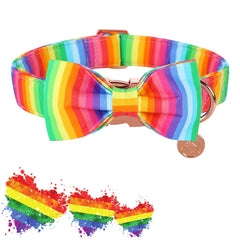 DOGWONG collar arcoíris, detalle de lazo removible para versatilidad.