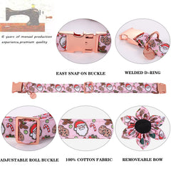 Collar DOGWONG con diseño navidad rosa y Santa; estilo festivo para perros.