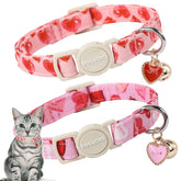 Collar DOGWONG para gatos con corazón rosa, estilo diario.