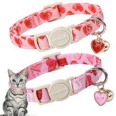 Collar DOGWONG para gatos con corazón rosa, estilo diario.