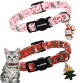 Collar DOGWONG para gatos con cascabel navideño, localización rápida y estilo festivo.