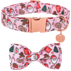 Collar DOGWONG navidad con lazo rosa sailor para fotos festivas.