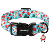 Collar DOGWONG navidad azul con pingüino para perros, ideal para fiestas.