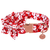 DOGWONG collar navideno con flor decorativa para paseos festivos.