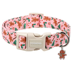 DOGWONG collar navideño con hombre jengibre, suave para la piel y cómodo para paseos