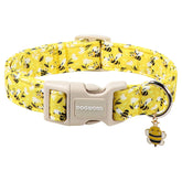 DOGWONG collar de algodón amarillo abeja, cómodo para paseos diarios.