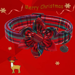 DOGWONG collar rojo tartán, estilo clásico para mascotas.