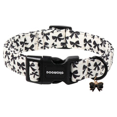 Collar DOGWONG con lazo negro para perros grandes, ideal para salidas diarias.