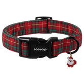 Collar DOGWONG para perro con diseño navideño de cuadros, cómodo y festivo