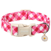 DogWong collar rosa a cuadros, ajuste cómodo para paseos diarios