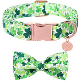 Collar DOGWONG con Treboles y Lazo para paseos festivos.