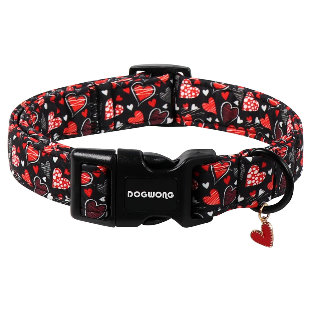 Collar DOGWONG San Valentín con corazón rojo, cómodo y ajustable para perros pequeños