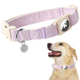 DOGWONG collar con soporte Airtag púrpura para localización rápida.