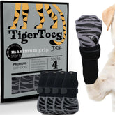 DOK TigerToes calcetines antideslizantes para perros mejoran la tracción en suelos de madera.