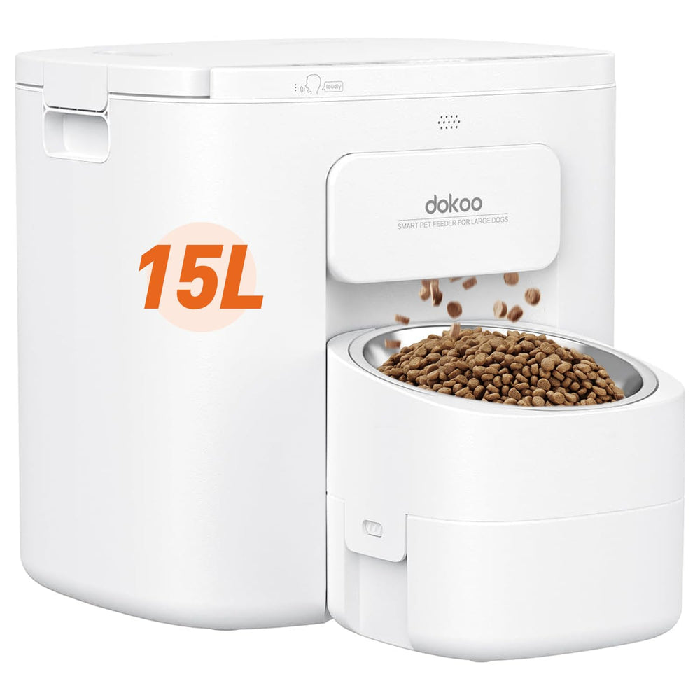 Dokoo alimentador automático para perros grandes con 15l y sellado de aire para frescura prolongada