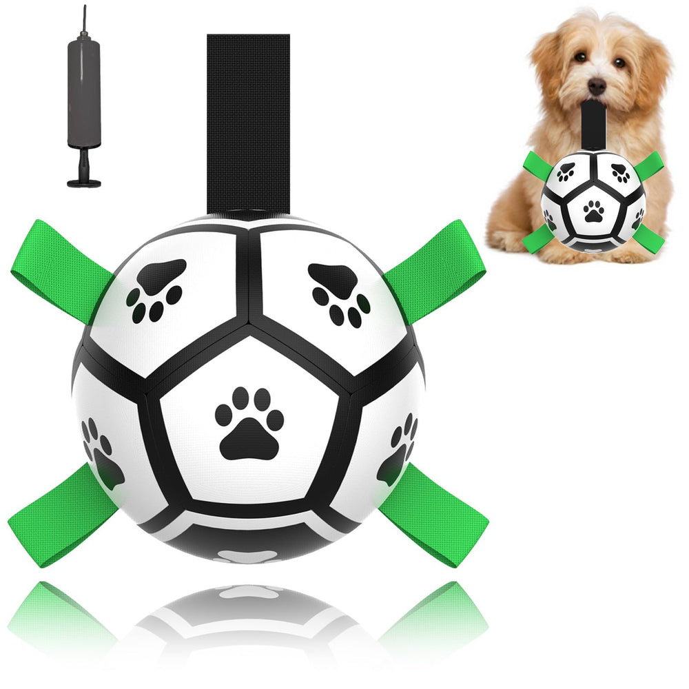 Domchan pelota fútbol para perros con tiras; ideal para jugar a buscar y entrenar.
