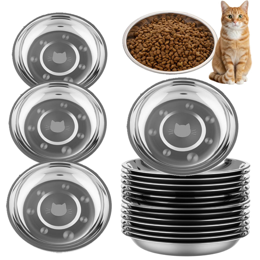 Domensi tazones gato acero inoxidable, diseño de 6-3 pulgadas para comodidad al comer.