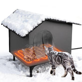 Domivans casa-gato exterior con calefactor ofrece calor suave al aire libre.