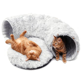Túnel para gatos en forma de dona, vista frontal, refugio cómodo para siestas