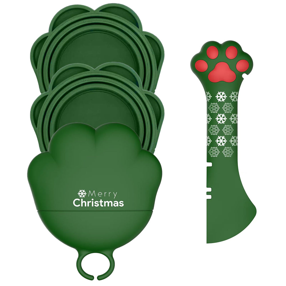 DORUI Conjunto navideño: tapas de lata con forma de patita para gatos, mantienen la comida fresca.