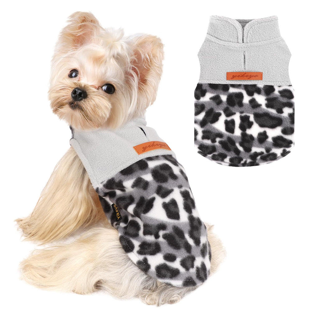 Chaleco Dosuyi con forro polar para perro, frente con leopardo gris