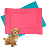 Downtown Pet Supply almohadilla para jaula de perro, vista lateral azul, cómoda y impermeable.
