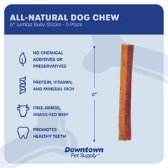 Bully sticks con textura natural de Downtown Pet Supply para masticar con satisfacción.