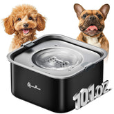 DownyPaws cuenco agua acero inoxidable con disco flotante para beber sin derrames.