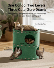 DownyPaws cueva de fieltro para gatos, sensación suave y cálida para siestas.
