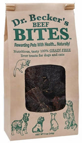 Dr. Becker's Original Beef Bites empaque 5 oz, premio sabroso para perros y gatos