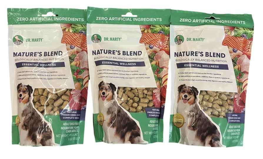 Dr. Marty Nature's Blend alimento para perro liofilizado, tres bolsas de 6 oz, ideal para dieta diaria