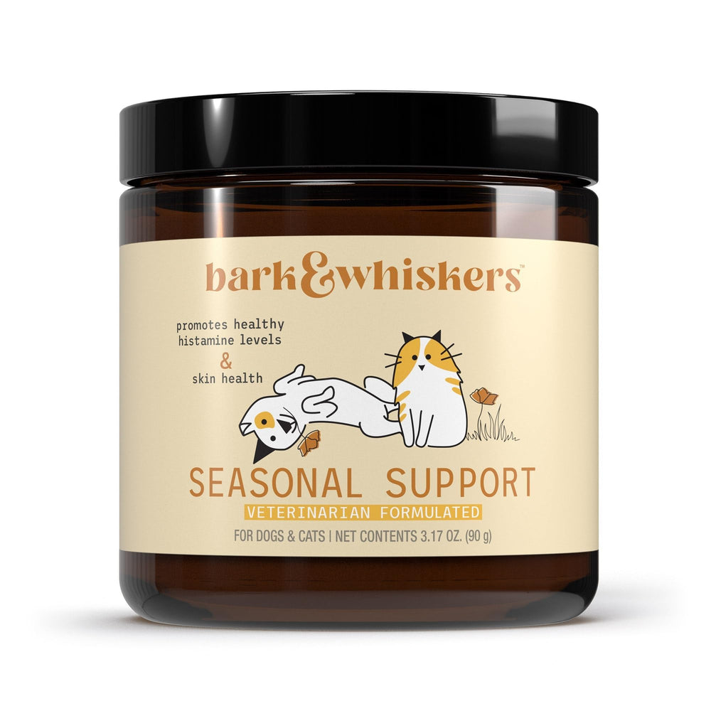 Dr. Mercola Bark & Whiskers: polvo estacional para perros y gatos, apoyo a respuestas inflamatorias normales.