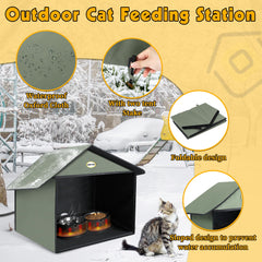 Tazones calefactados dobles Dreyoo mantienen el agua tibia para gatos en invierno.