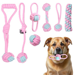 DSUMD juguete cuerda para perro rosa: limpieza dental y diversión interactiva.