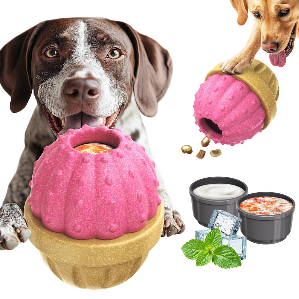 DSUMD dispensador de premios congelados para perros, fomenta la estimulación mental.