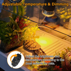 Control de temperatura con dimmer para ajustar el calor según la especie.