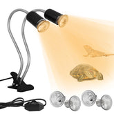 Lámpara de calor DUMILOO de doble cabeza para reptiles, amplia zona de iluminación.